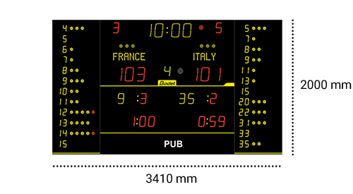 Dimensions 8NT220-F10 scoreboard