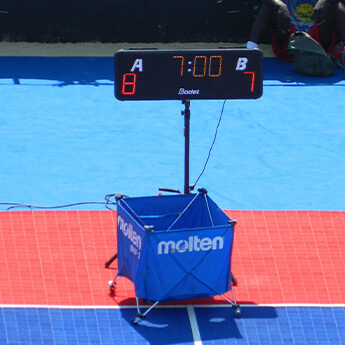 Indoor and outdoor scoreboards for 3x3 basketball