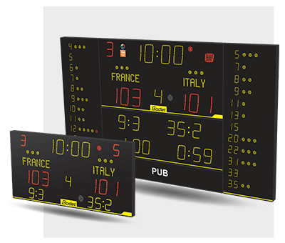 Indoor and outdoor scoreboards compatible with several sports