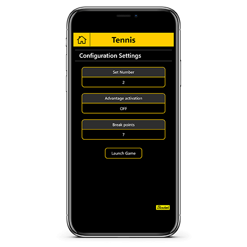SCOREAPP - Tennisspiel-Konfiguration SCOREAPP - Auswählen einer Sportart